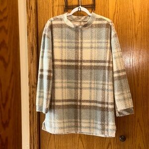 Woolrich Plaid Wool Pullover - Cream, Light Blue, brown Women's small
